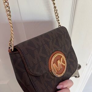 Michael Kors Dark Brown Monogram Crossbody Bag